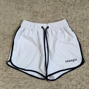 YOUNGLA #125 Olympic Training Gym Shorts White Men’s Size Small YLA